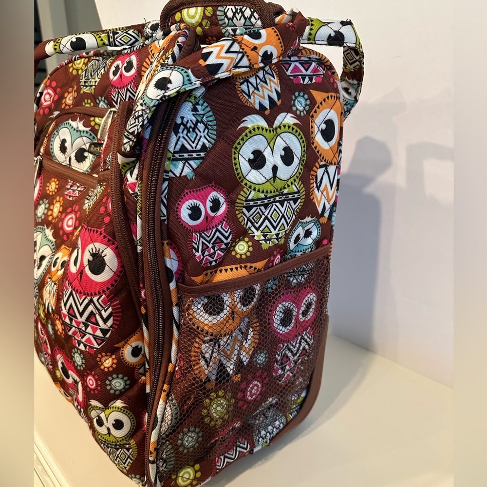 Rockland Owl Print Rolling Tote for Travel, Crafts or Storage - Picture 6 of 16